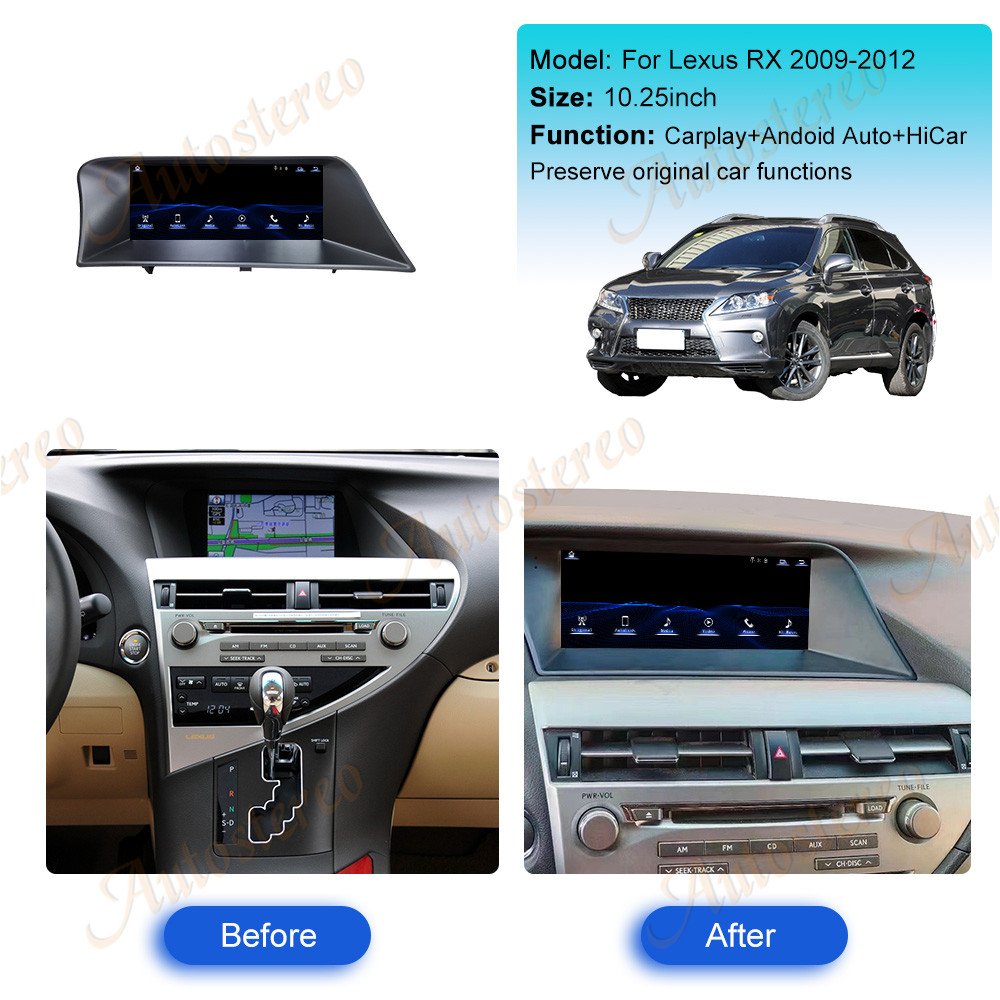 10.25/12.3 inch Linux System Car Radio For Lexus RX 2009-2012 GPS Navigation Stereo Multimedia Player Head Unit Audio DVD