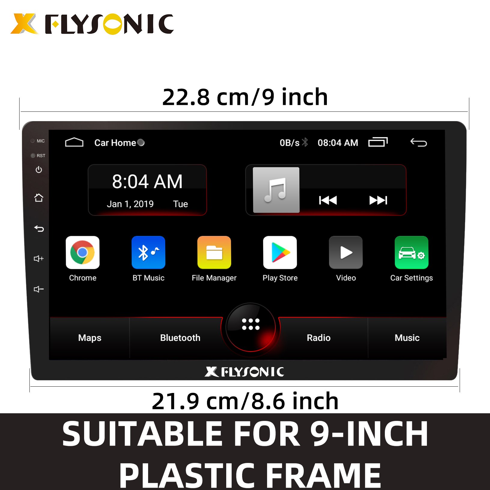 Flysonic 2+32 Carplay 9 Inch Car Screen Carplay With 1280*720 Touch Screen Radio Stereo Android Car Radio Car DVD Player