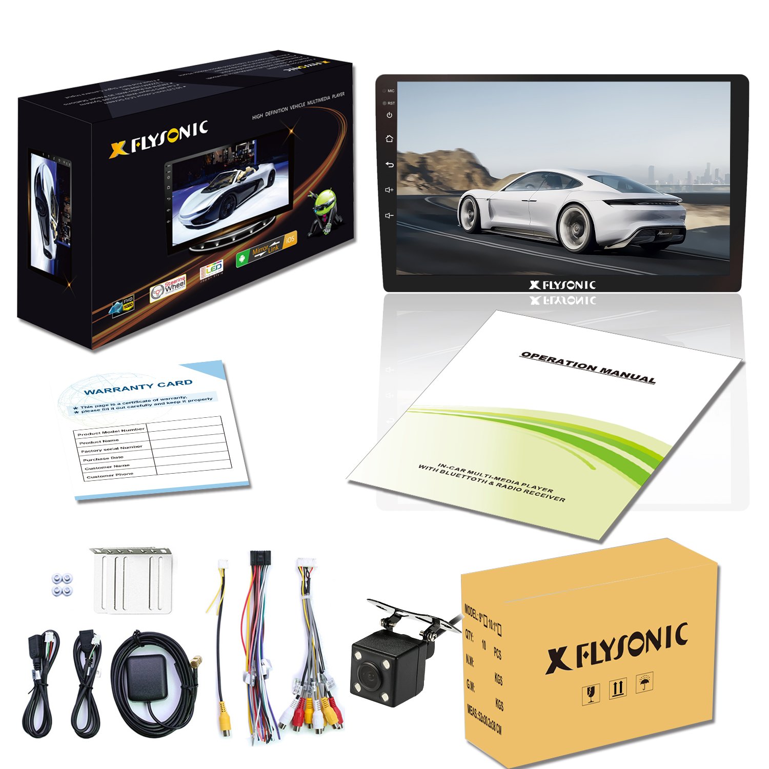 Flysonic 2+32 Carplay 9 Inch Car Screen Carplay With 1280*720 Touch Screen Radio Stereo Android Car Radio Car DVD Player