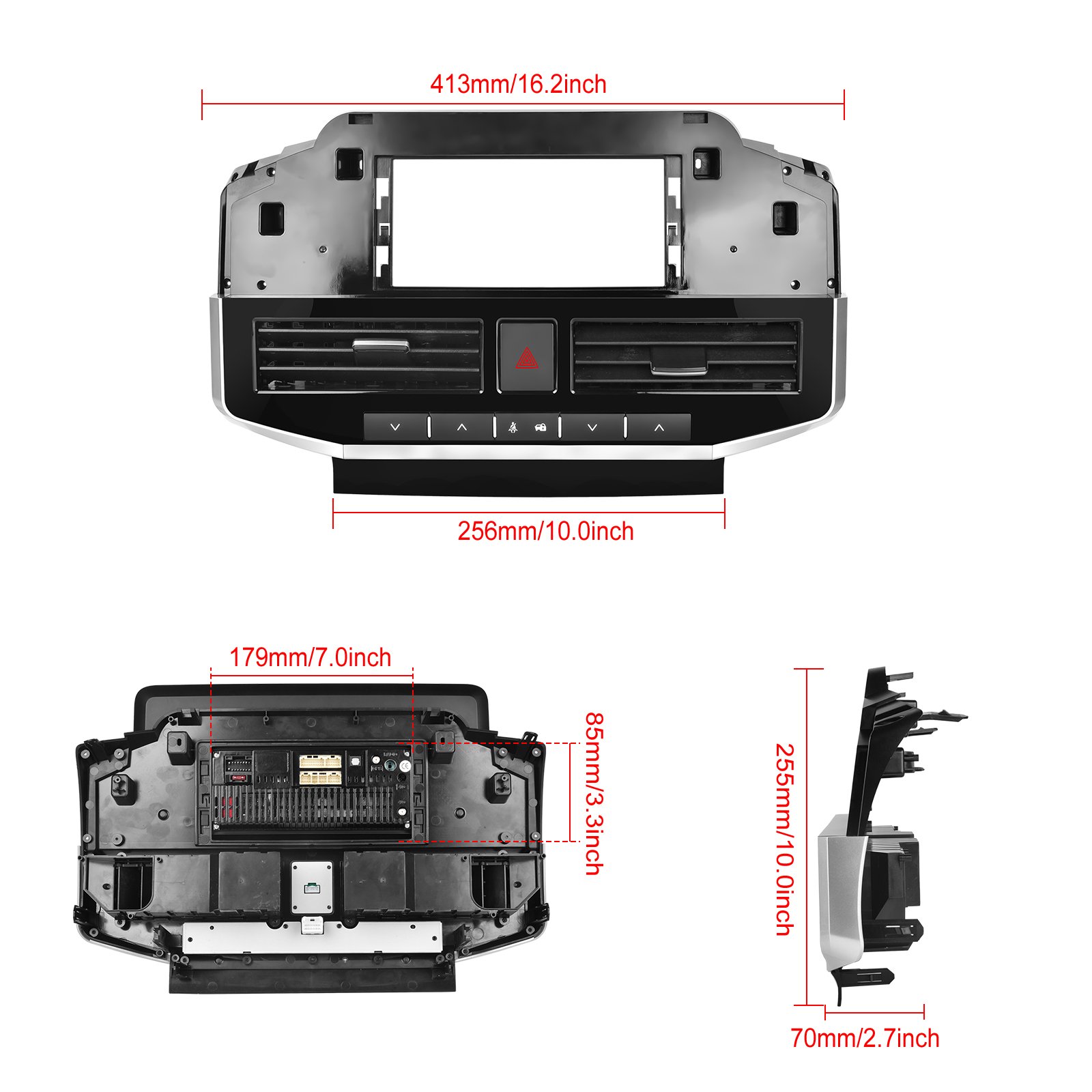 Podofo 2 Din 12.3'' Dashboard Plastic Frame For Toyota LAND CRUISER 2007-2021 Car Stereo Frame Accessories
