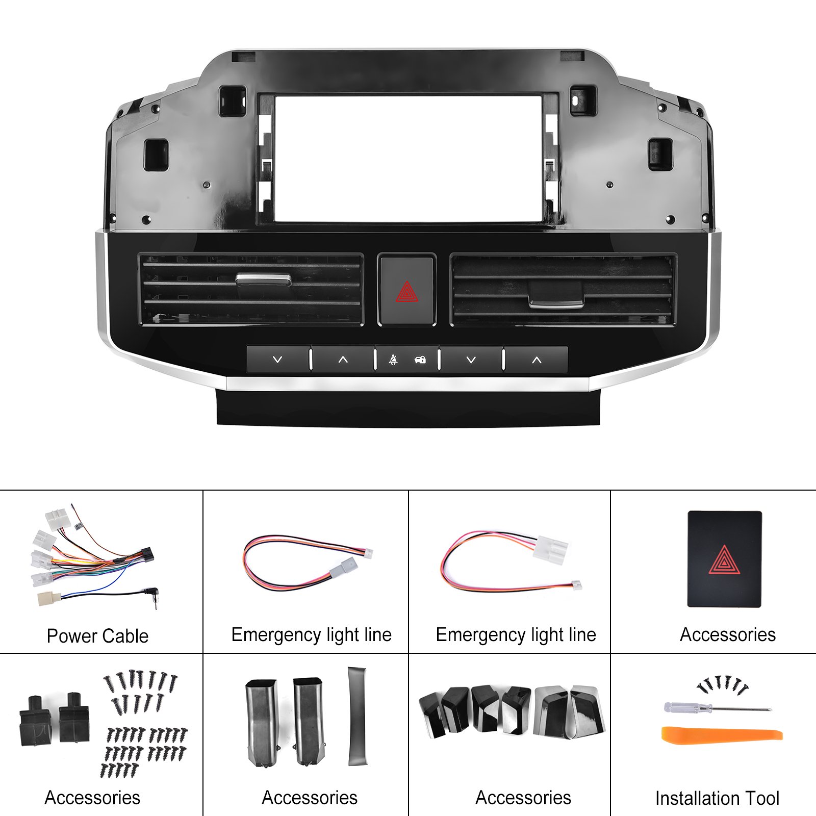 Podofo 2 Din 12.3'' Dashboard Plastic Frame For Toyota LAND CRUISER 2007-2021 Car Stereo Frame Accessories