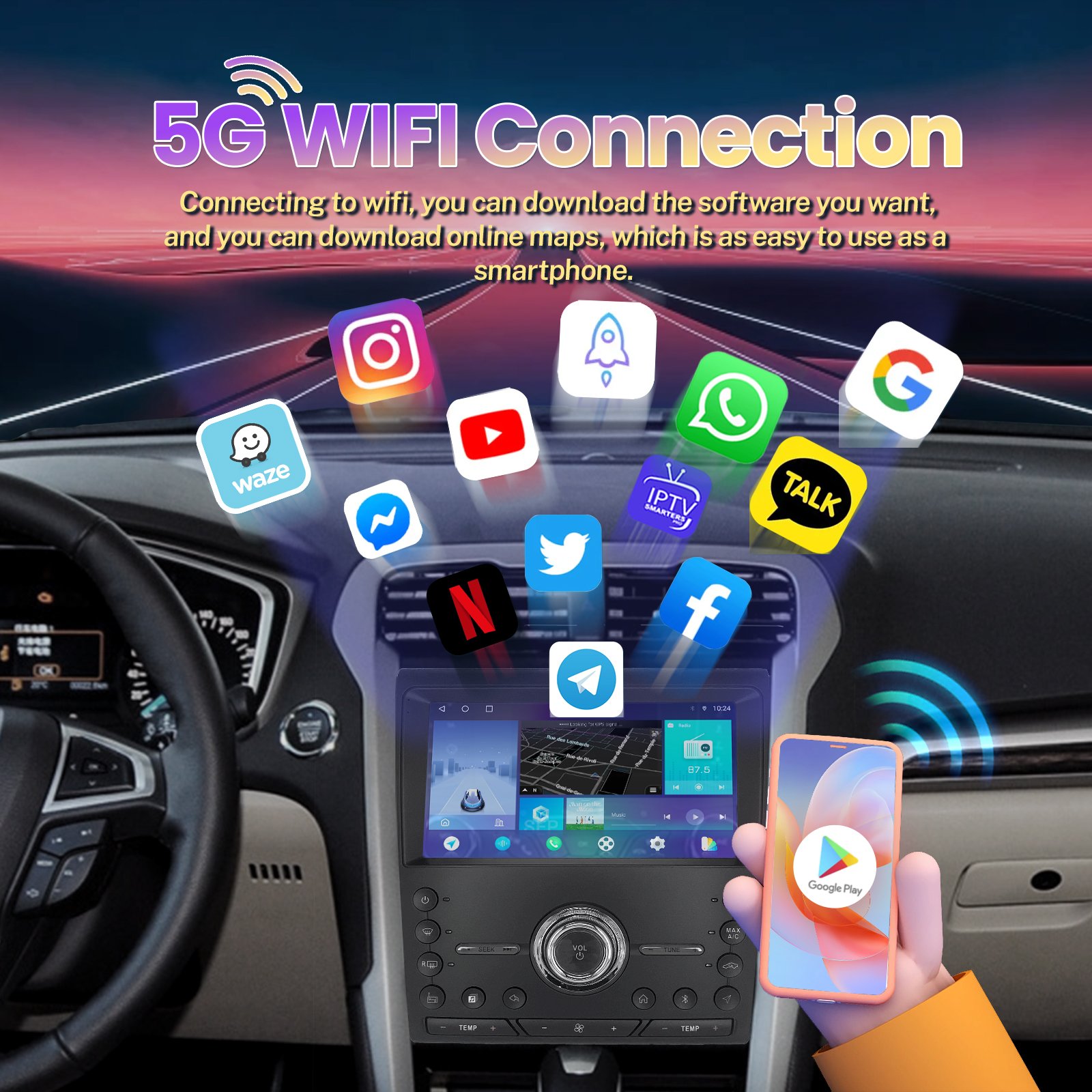 2+32g 8Core 5GWifi Ford Fusion GPS Navigation Car Stereo Car Radio Android12 For Ford Fusion 2013-2019 Car Dvd Player