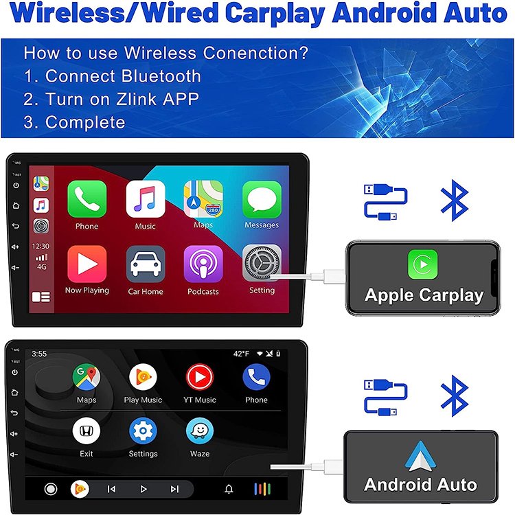 Whole sale autoradio multimedia player 9inch 2+32g carplay GPS navigation ips touch screen android car radio with reverse camera