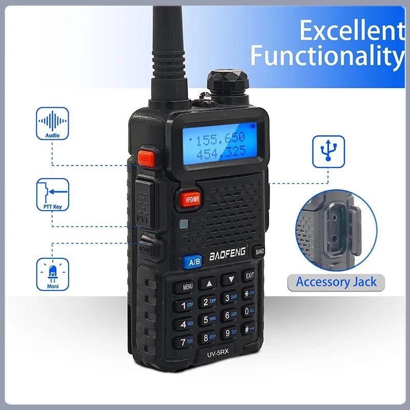 Baofeng UV-5R Walkie Talkie 5W Portable Ham CB Radio Dual Band VHF/UHF FM Transceiver Two Way Radio Hunting UV-82 UV-9R Plus