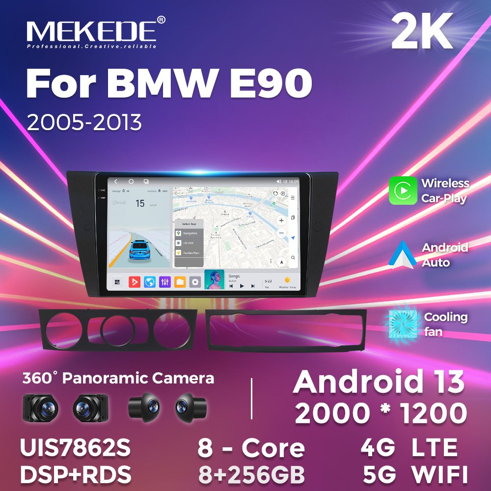 MEKEDE MS Android 12 IPS 8Core Car Auto radio DVD Player Video for BMW E90 E91 E92 E93 8+128GB GPS Radio Car stereo BT Car-play