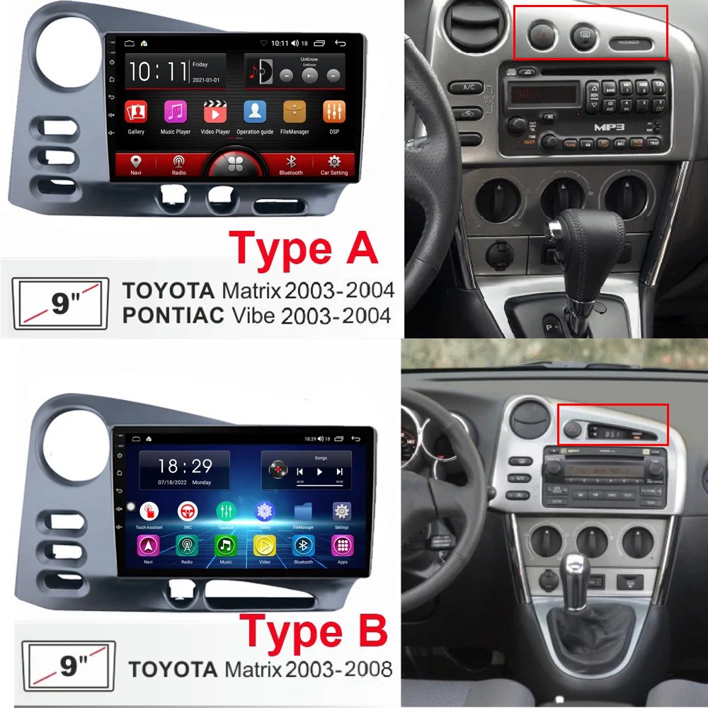 Android 13 Car Radio Carplay For Toyota Corolla Matrix 2003-2008 Stereo Car GPS Navigation Multimedia Head Unit Video Player