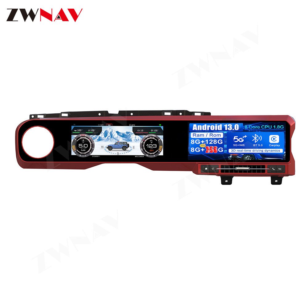 ZWNAV Car GPS Navigation Virtual Cockpit Instrument Head Unit For Jeep Wrangler JL Gladiator 2018-2024 Android Car Radio
