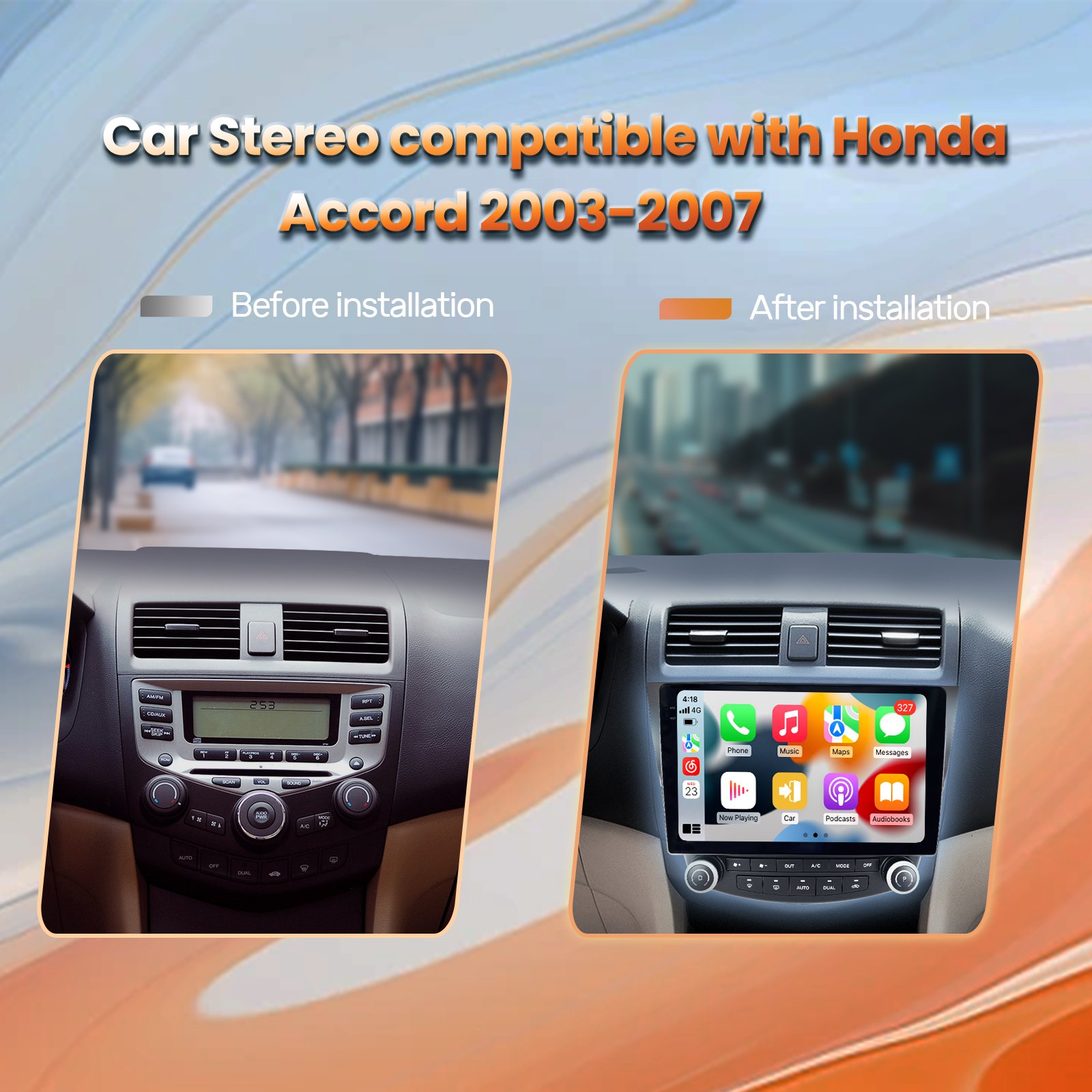 8 Core ARM 4+64g Android/IOS Car Video/Stereo/DVD/Radio/Screen Player For Honda Accord 2003-2007