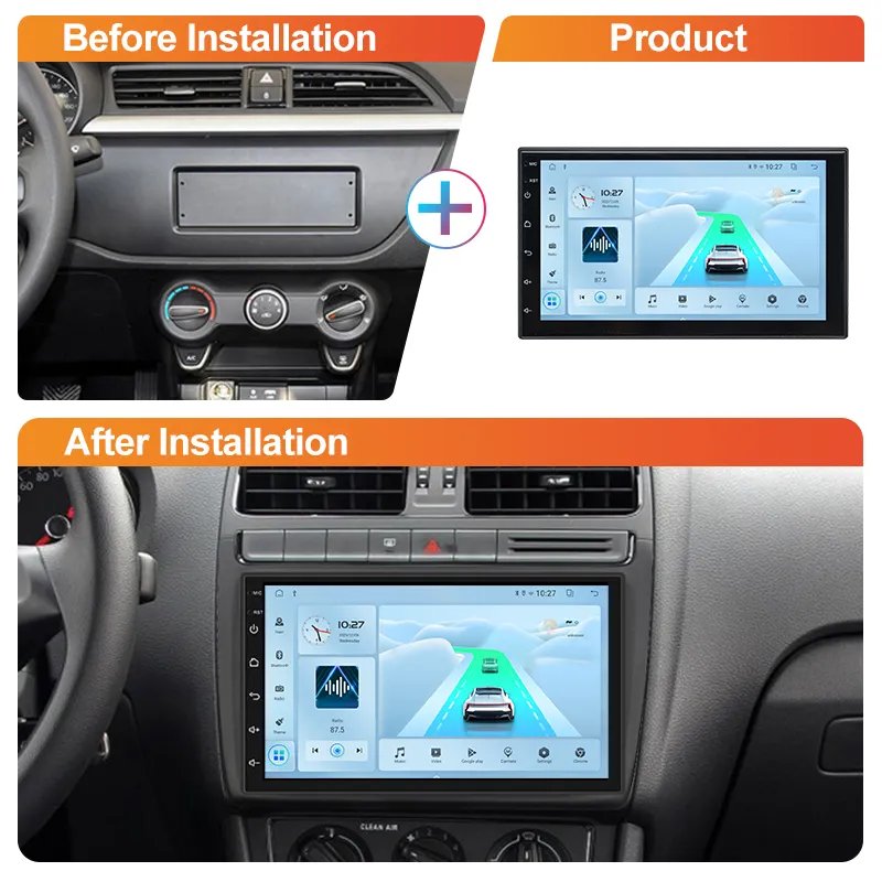 T100 Automotive Universal 7 inch 2Din Build In Android Car GPS Audio Radio 2+32G Car Stereo DVD MP5 Player Multimedia Carplay