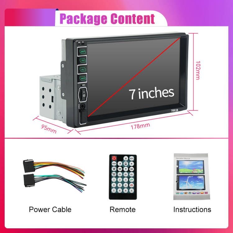 Universal 1Din 7 Inch Car Radio MP5 Multimedia Player Auto Radio Car Stereo Headunit With BT Remote Control Car Mp5 Dvd Player