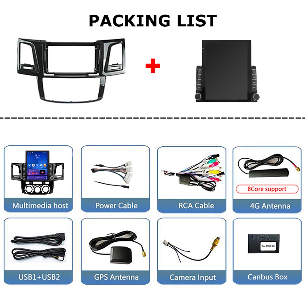 9.7'' Inch Android Car Radio for Toyota Fortuner Hilux 2007-2015 GPS Tesla Vertical Screen Navigation Multimedia Auto Carplay