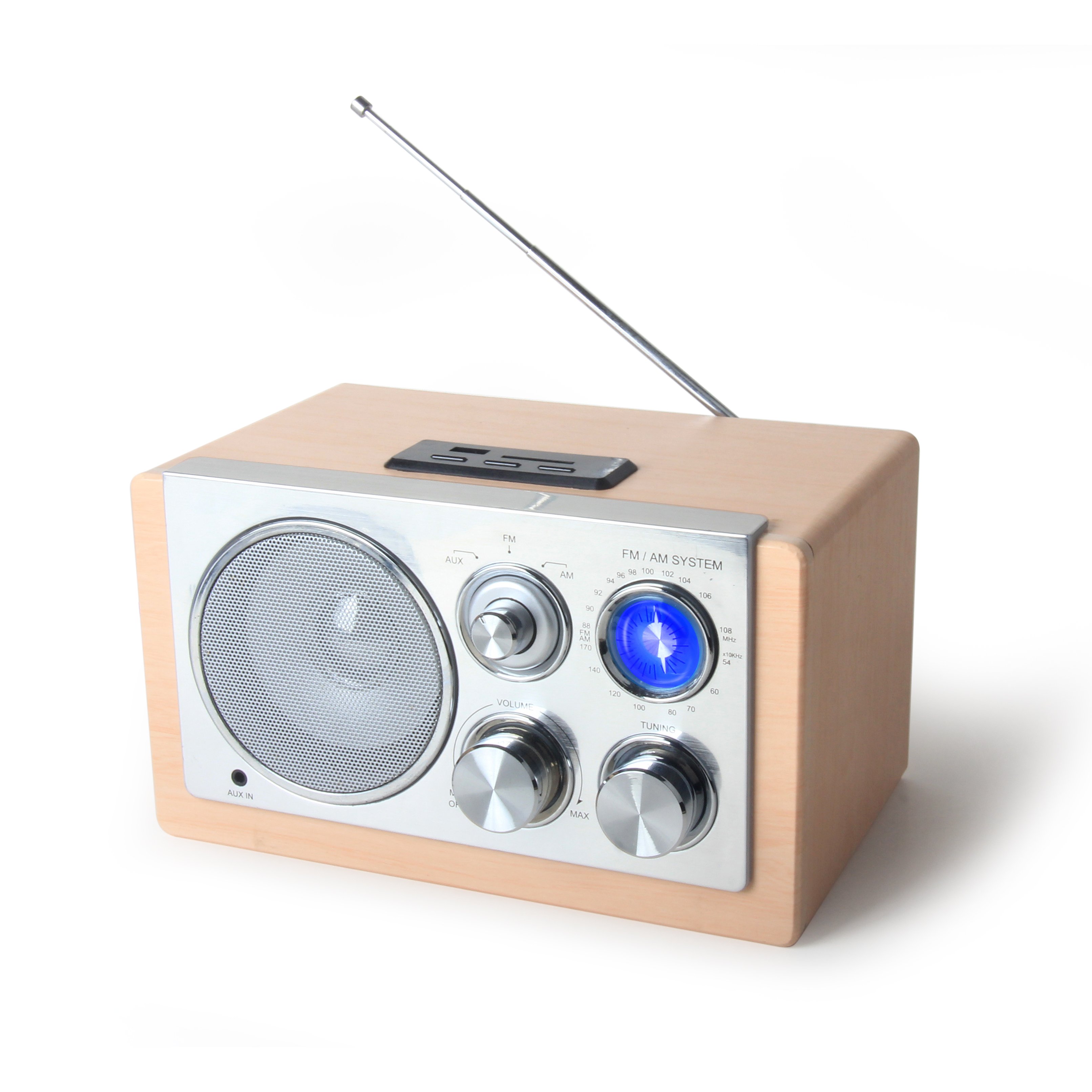 New Trend Portable Wooden Vintage Radio With FM AM AUX Functions