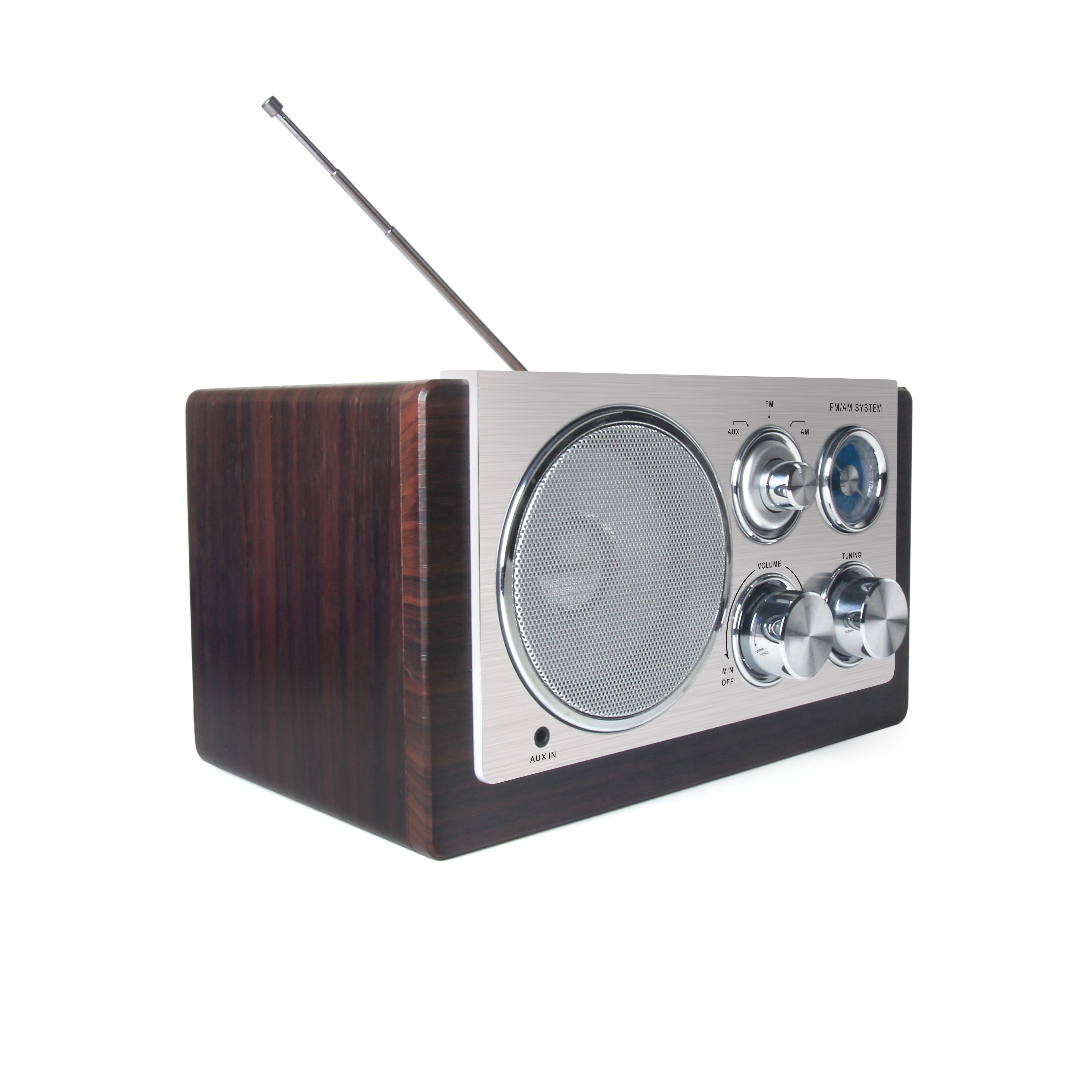 New Trend Portable Wooden Vintage Radio With FM AM AUX Functions