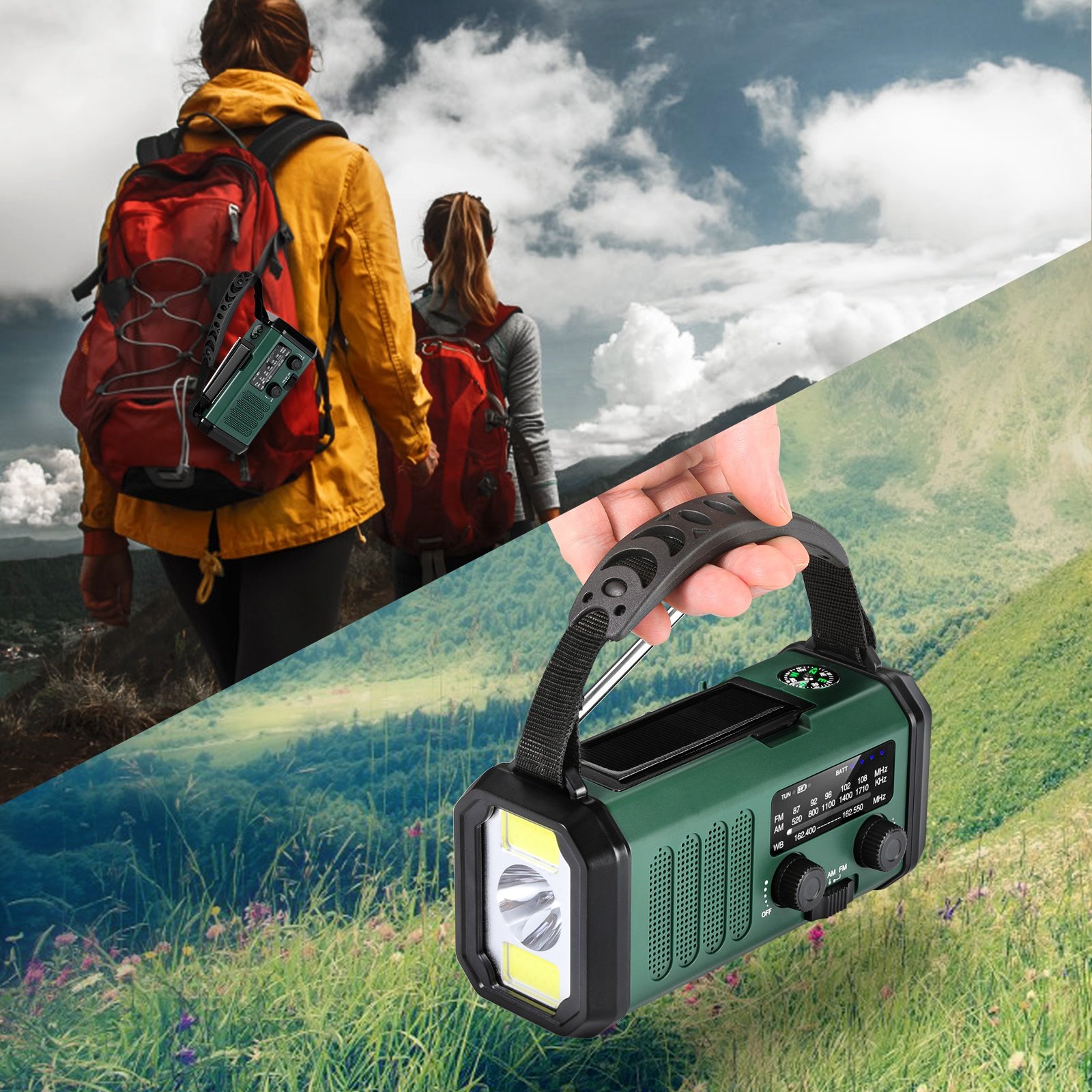 Hand Crank Solar Panel Radio AM/Fm/WB Portable Radio With SOS For Survival Outdoor Emergency 10000mah