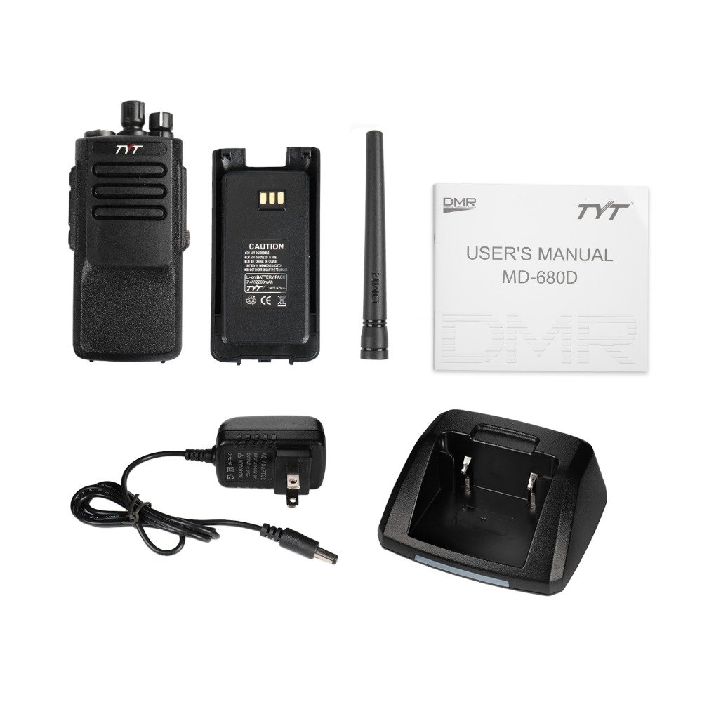 TYT DMR MD-680D 10watt waterproof two way radio with 2tone 5tone DTMF scrambler function with 2200mAH battery capacity