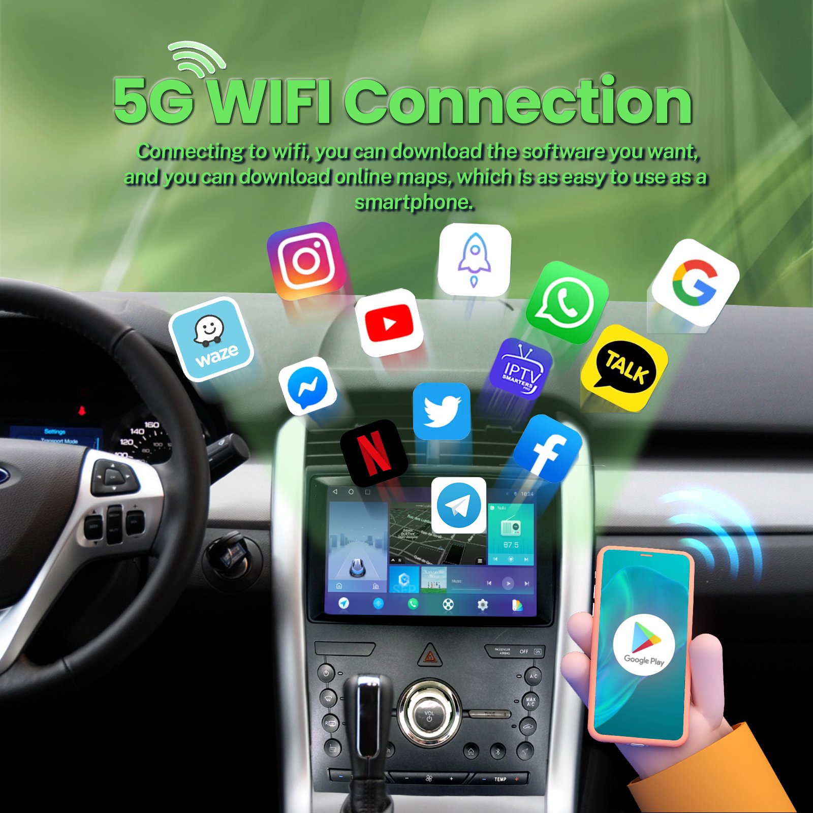 For Ford Edge 2009-2014 8 Core 4+64G TS18/10 Android Screen Car Dvd Player Radio Frame Kit 9 Inch Car Player with Panel