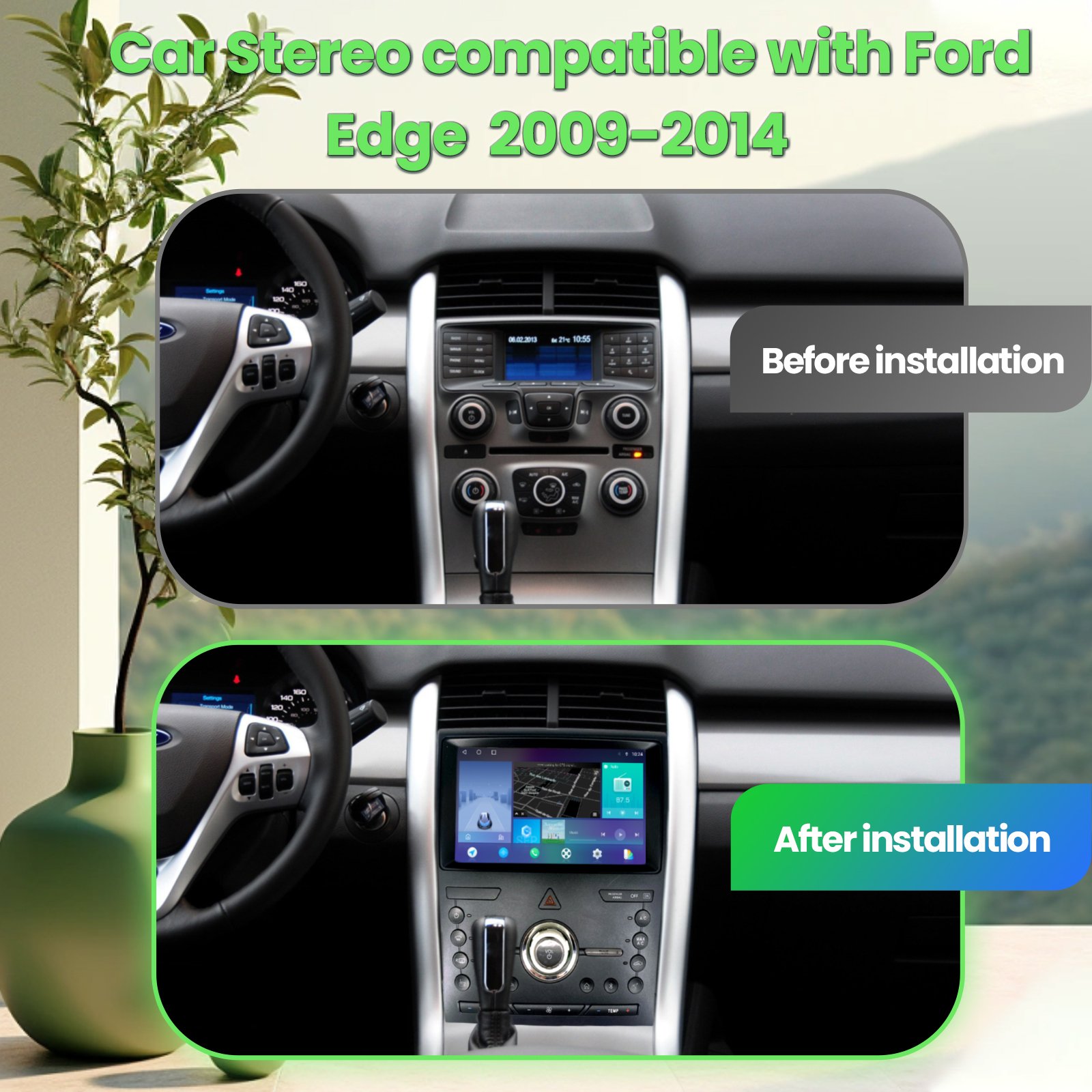 For Ford Edge 2009-2014 8 Core 4+64G TS18/10 Android Screen Car Dvd Player Radio Frame Kit 9 Inch Car Player with Panel