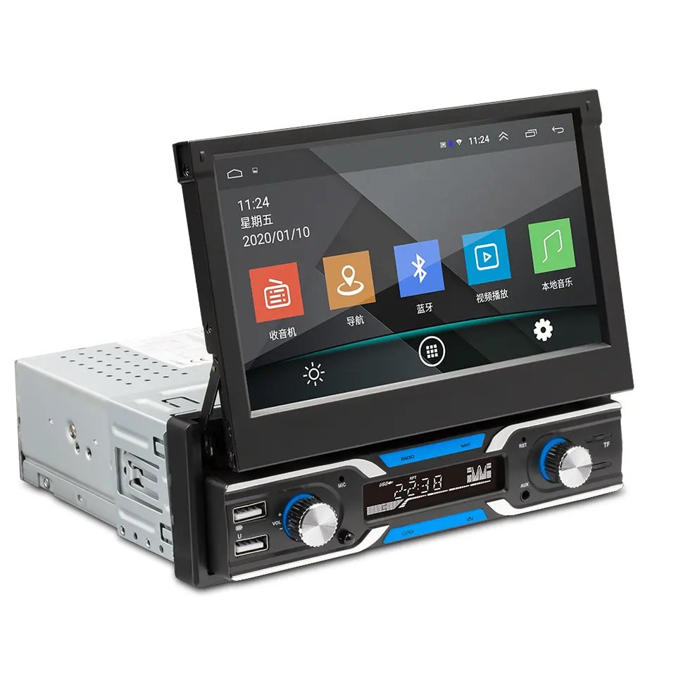 Wemaer Universal 1 Din Android 10 Car Radio Autoradio 7" Retractable Touch Screen GPS Wifi BT FM RDS AUX Stereo Auto Radio