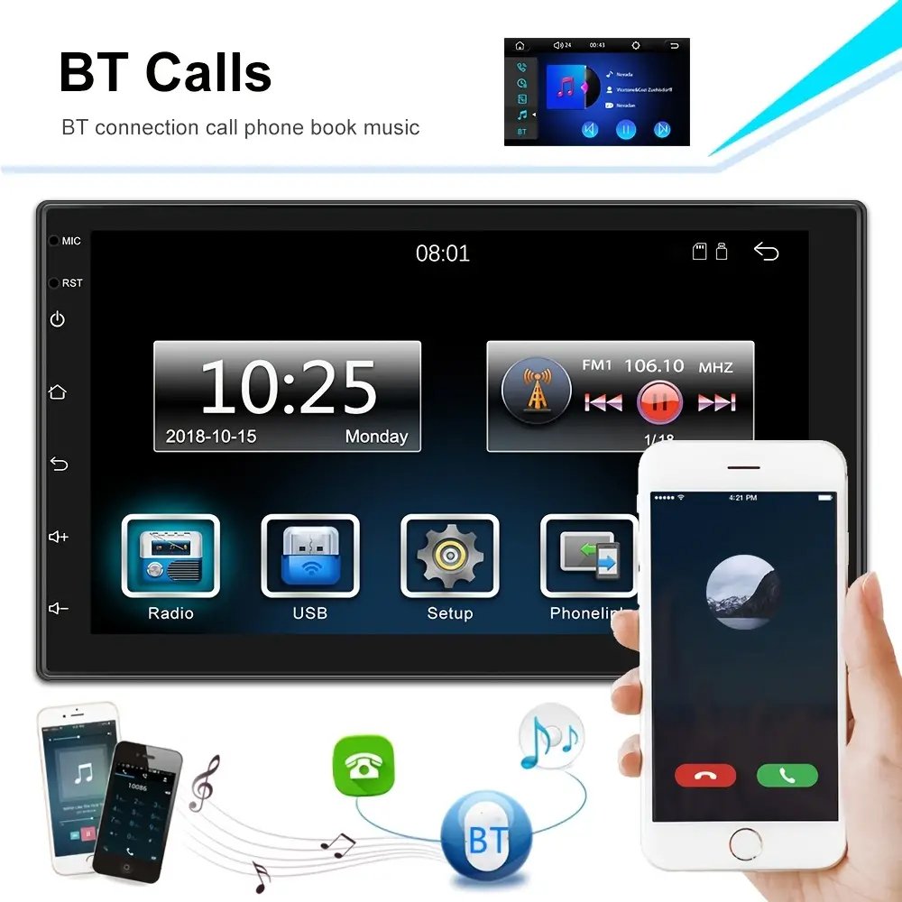 Android 13 Car Radio 7 inch Car player 2+32G / 4+64G Autoradio 2 Din Bluetooth FM Wireless CarPlay Android Auto