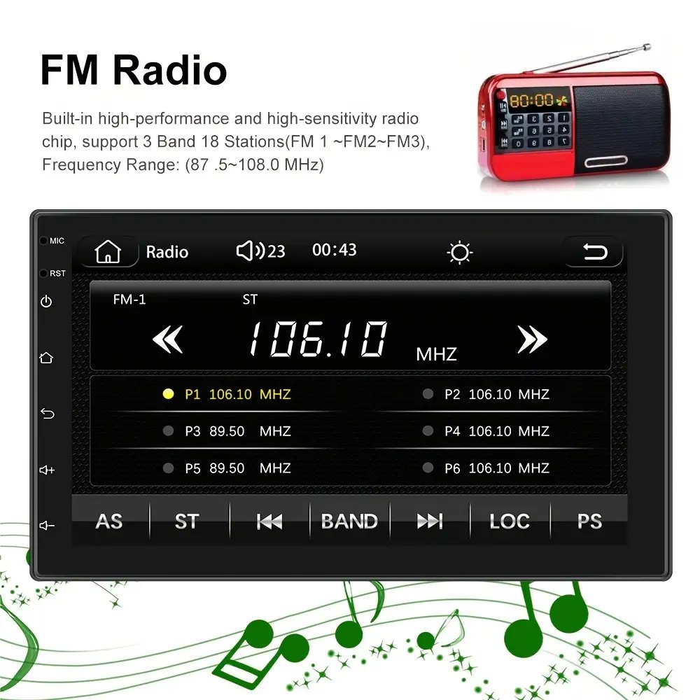 Android 13 Car Radio 7 inch Car player 2+32G / 4+64G Autoradio 2 Din Bluetooth FM Wireless CarPlay Android Auto