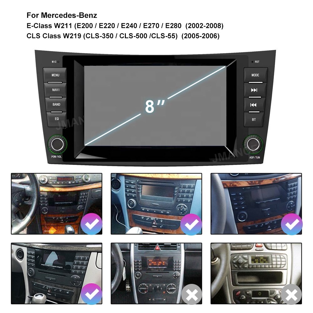 Jmance 8Inch For Mercedes E-Class W211 2002-2008 Dashboard Car Multimedia Player Stereo Android Auto Carplay 2 Din Navigation