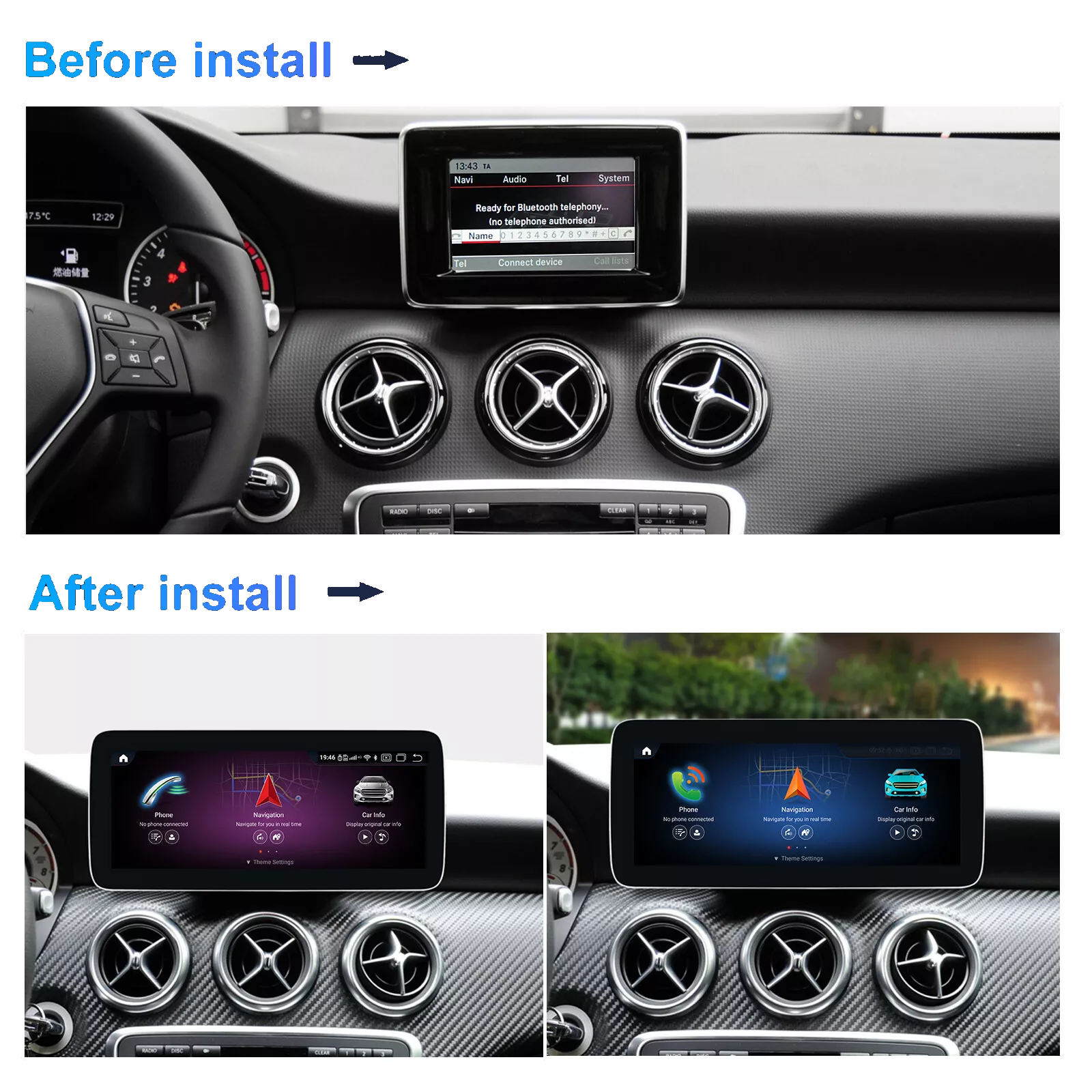 10.25" Snapdragon668s 8+128g android dvd stereo player for Mercedes Benz GLA CLA A Class NTG4.5 2013-2015 auto carplay car radio