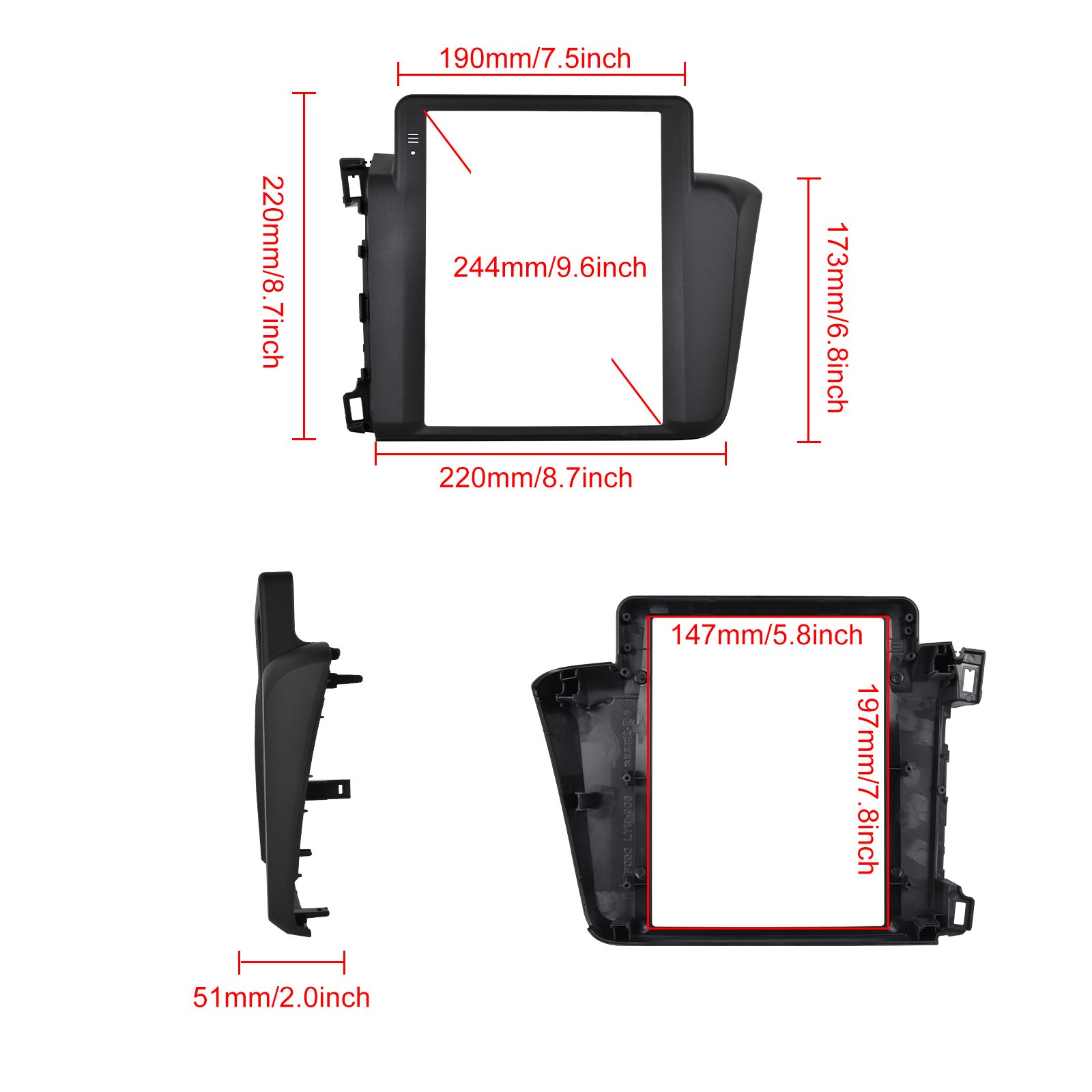 Podofo 9.7" Android Car Stereo Car Radio For Honda Civic 2012-2015 Wireless Carplay Android Auto GPS Wifi Hifi FM RDS Wholesale