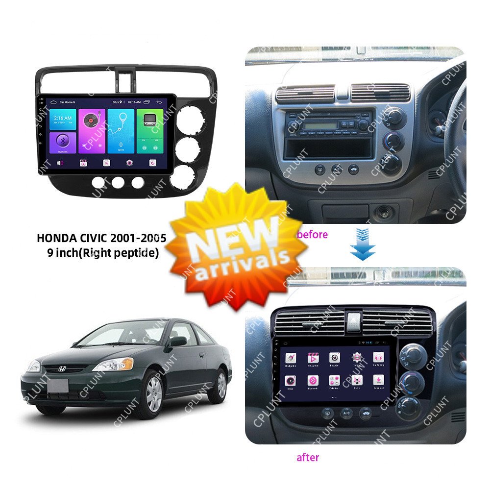 Car DVD Player Frame For HONDA CIVIC 2001-2005 RHD 9INCH Touch screen Android radio Farme stereo