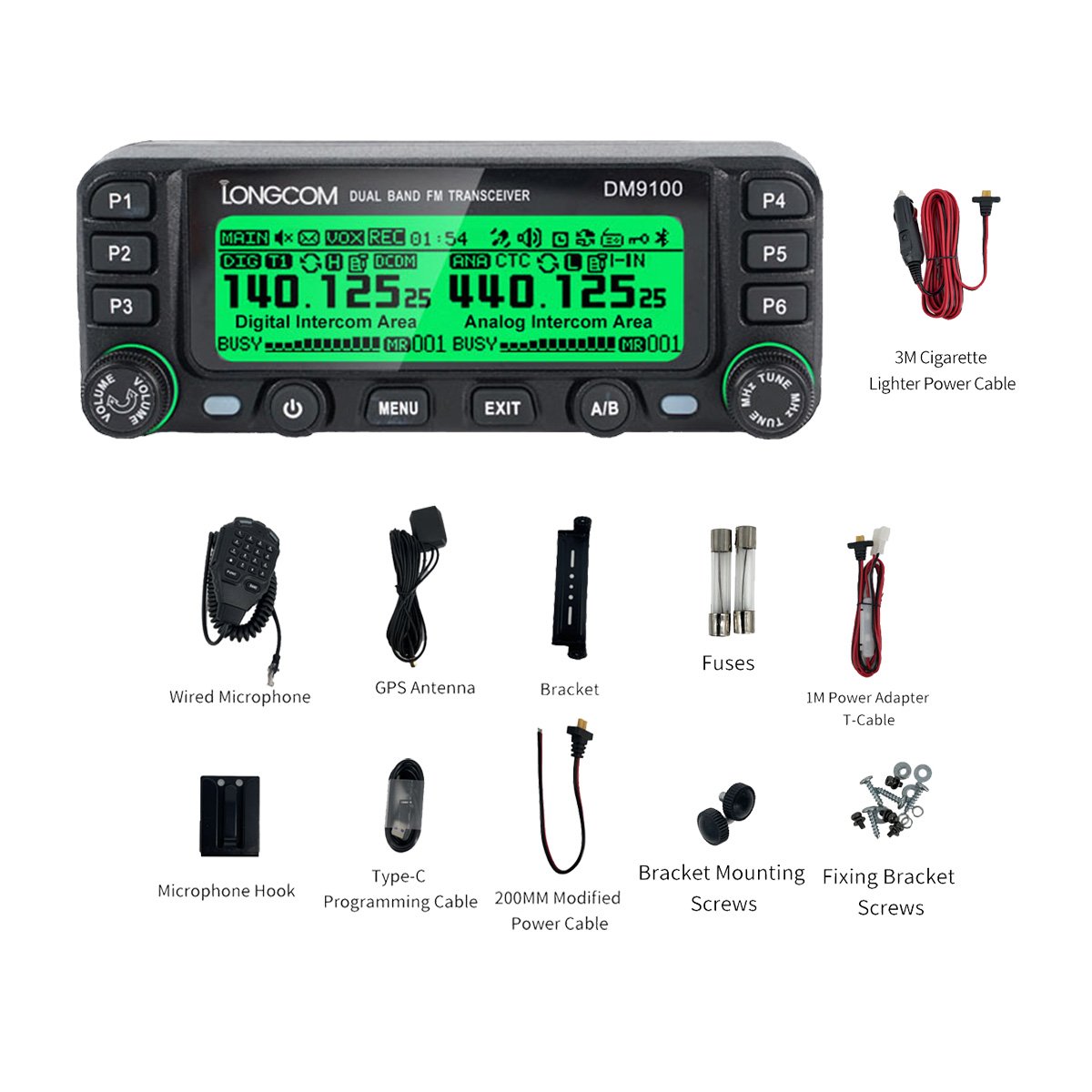 DM9100 Car-Mounted Intercom Dmr Digital Analog Dual Time Slot Dual Segment 25W Self-Driving Tour GPS Car Two Way Radio