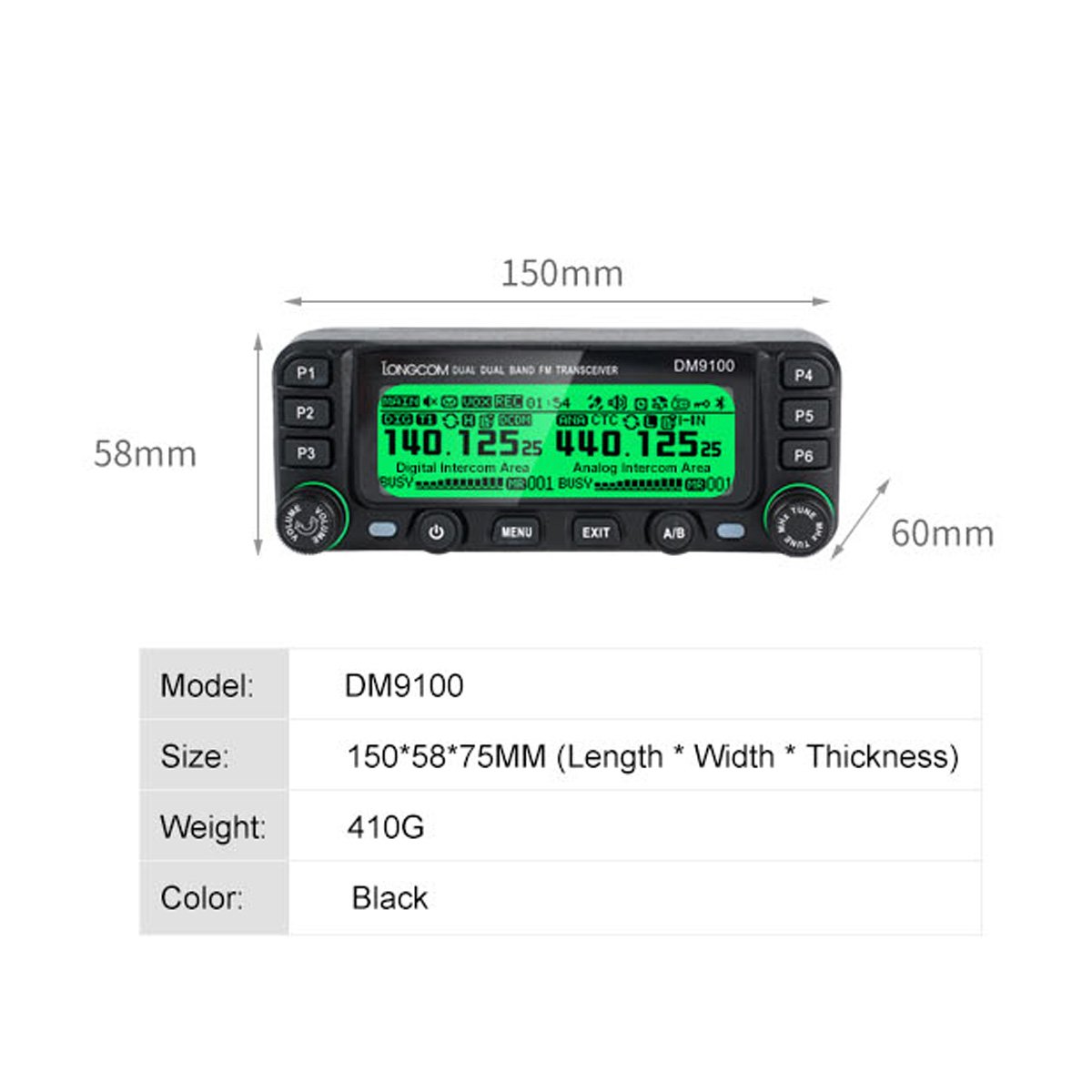 DM9100 Car-Mounted Intercom Dmr Digital Analog Dual Time Slot Dual Segment 25W Self-Driving Tour GPS Car Two Way Radio