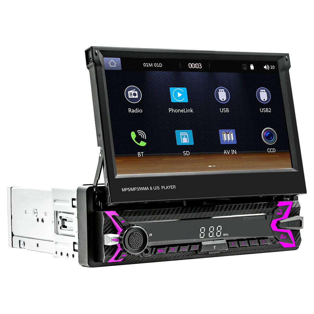 Single 1 Din Universal 7 Inch Capacitive Touch Screen Head Unit Car radio Car Mp5 Player With Carplay And Android Auto
