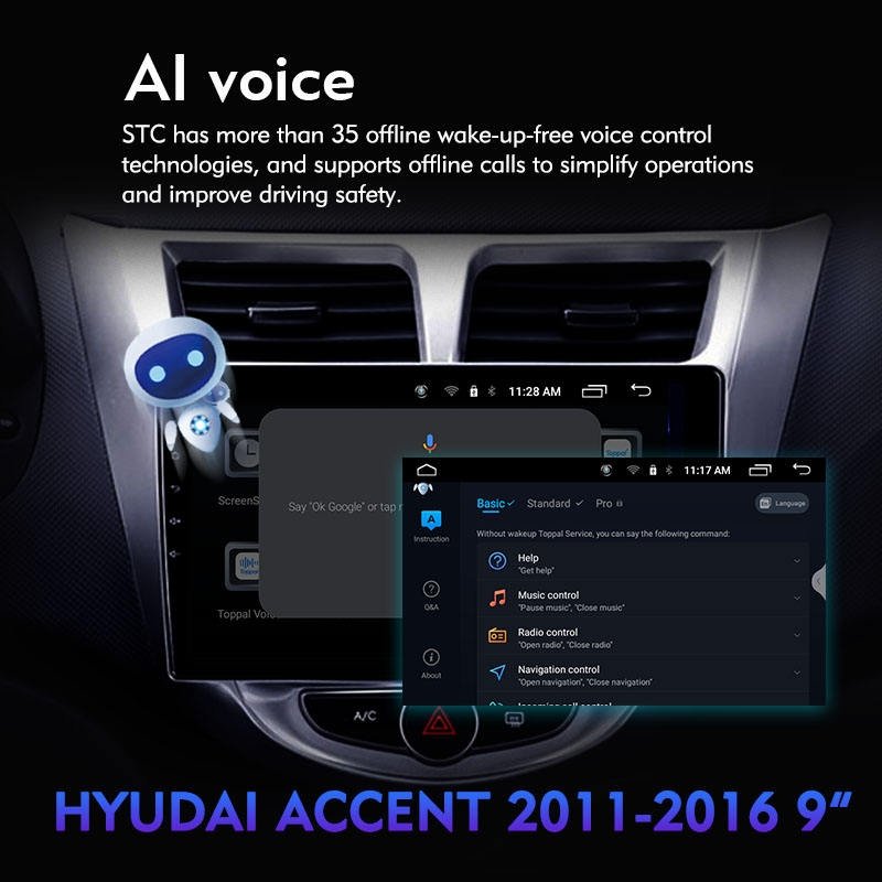 10.1 inch car Radio Android 13 Multimedia Player with GPS BT Wifi For Hyundai ACCENT 2011-2016 Android Auto