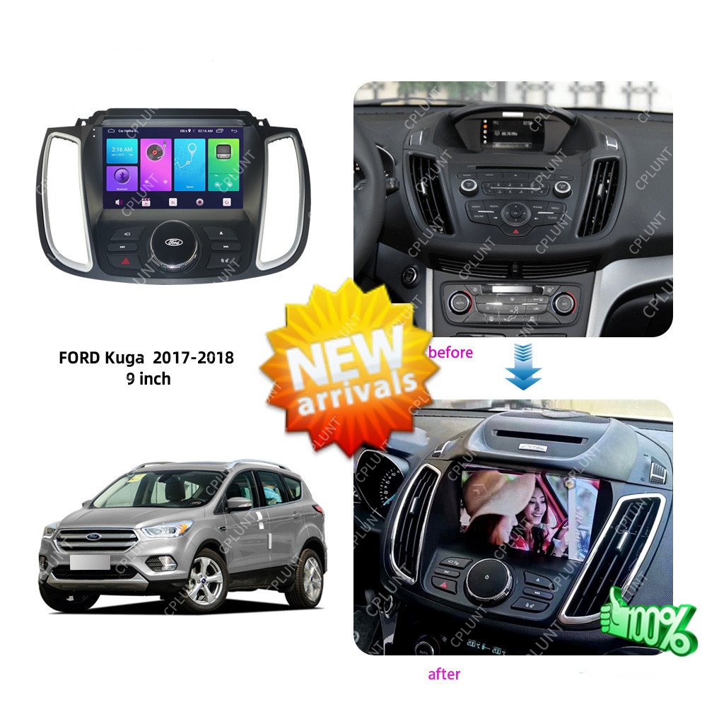 Car DVD Player Frame FOR FORD Kuga 2 Escape 3 2013-2019 9INCH BSJ Touch screen Android radio Farme stereo