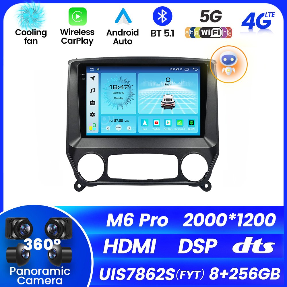 MEKEDE M6 PRO Android QLED Car multimedia audio system for Chevrolet Silverado GMC Sierra 2014 2018