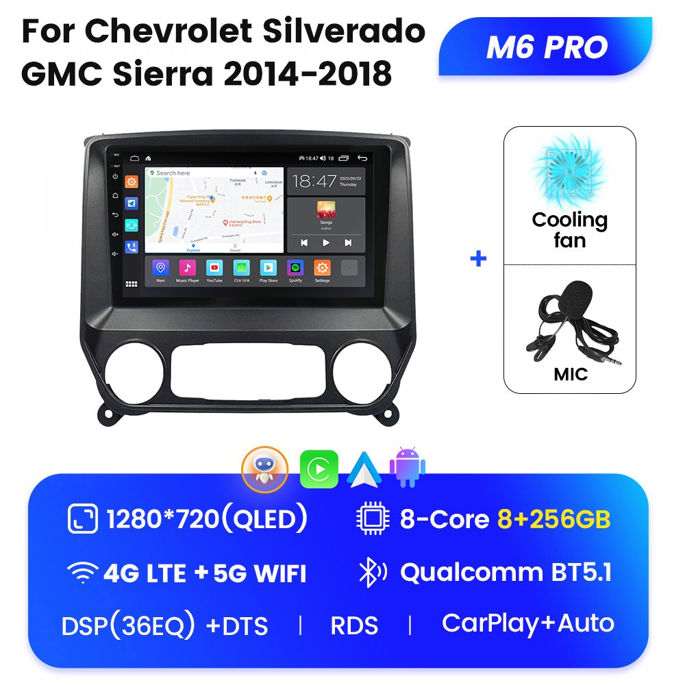 MEKEDE M6 PRO Android QLED Car multimedia audio system for Chevrolet Silverado GMC Sierra 2014 2018