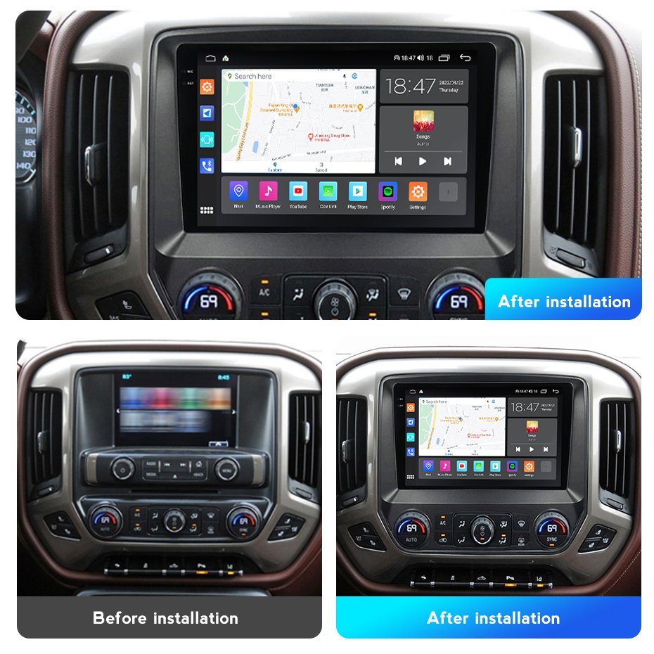 MEKEDE M6 PRO Android QLED Car multimedia audio system for Chevrolet Silverado GMC Sierra 2014 2018