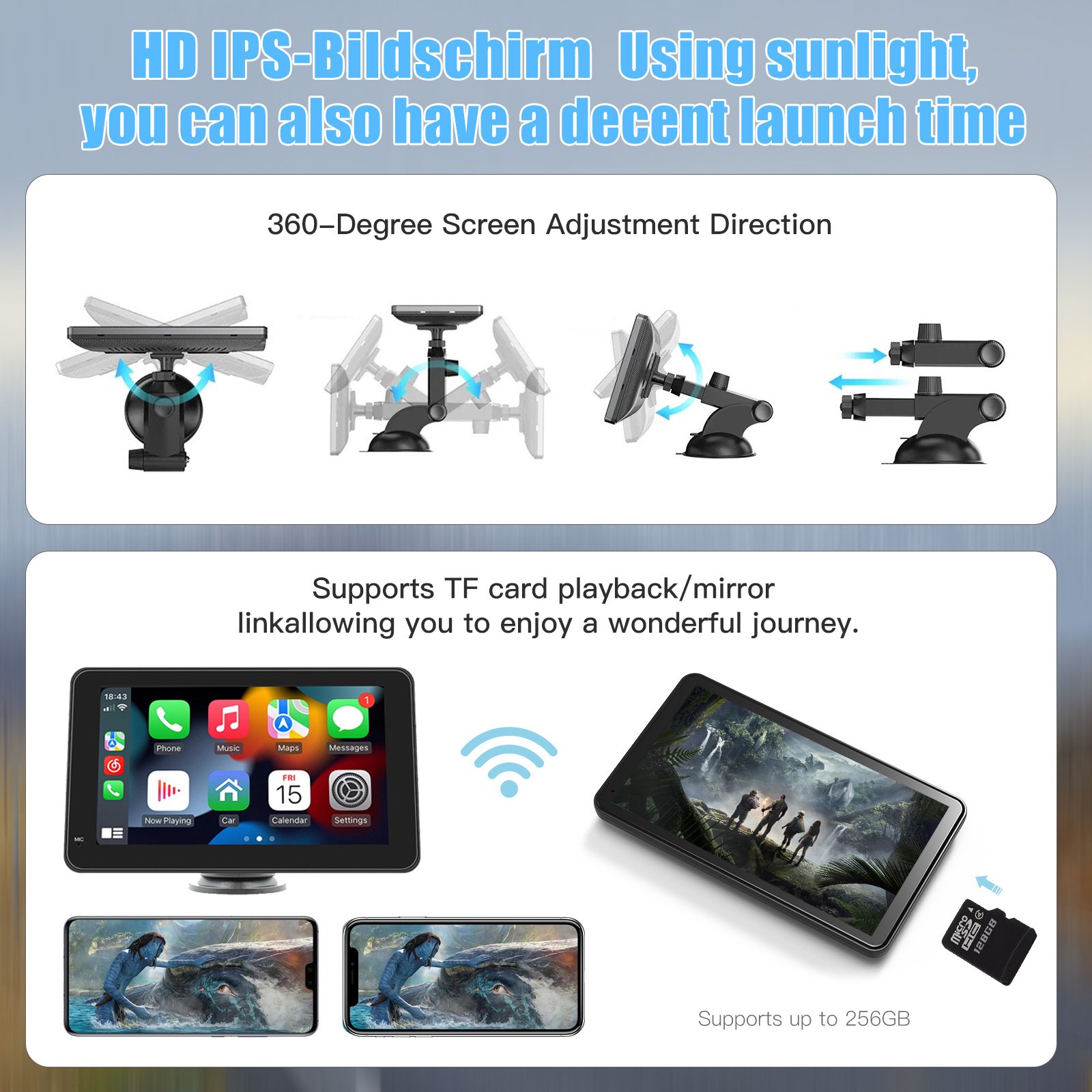 Autoabc 7 inch Wireless Carplay and android auto car touch screen display Rear Camera MP5 Radio Video Multimedia Car Player