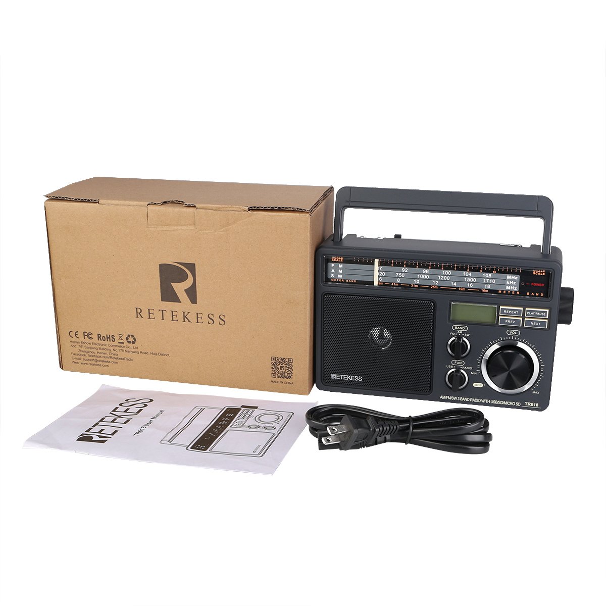 The aged elderly Radio for the elderly with FM AM SW 3 BAND USB TF SD Slot Retekess TR618