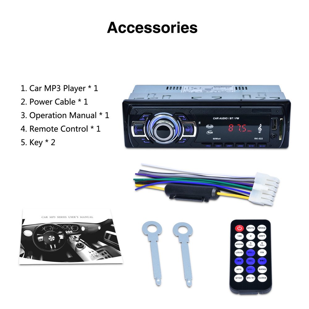 MP4 Car Radio with FM Tuner and USB Connection In-Dash Stereo Kits with Rear View Camera and MP3 FM Function Auto Electronics