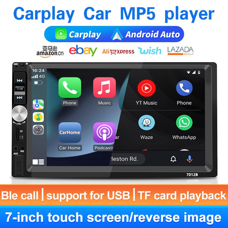 Car Radio 2 Din 7" Touch Screen Support Carplay/Android Auto Car MP5 Multimedia Player with Mirror Link
