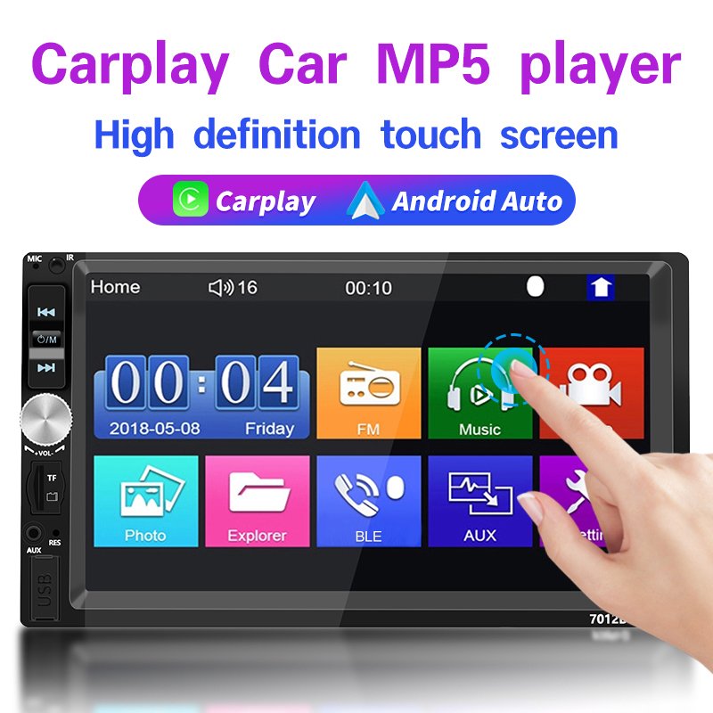Car Radio 2 Din 7" Touch Screen Support Carplay/Android Auto Car MP5 Multimedia Player with Mirror Link