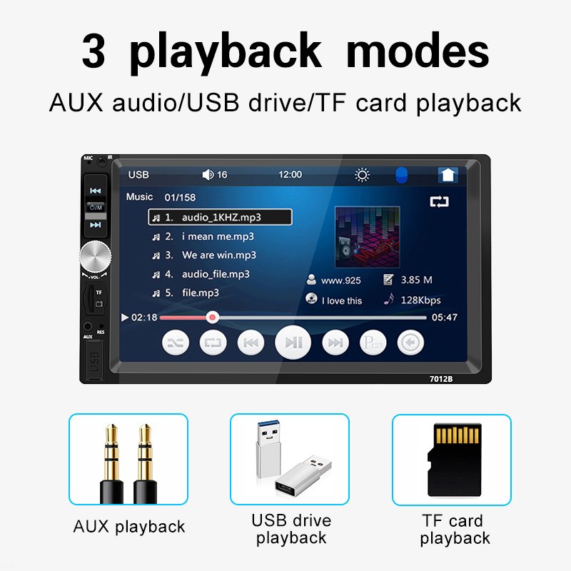 Car Radio 2 Din 7" Touch Screen Support Carplay/Android Auto Car MP5 Multimedia Player with Mirror Link