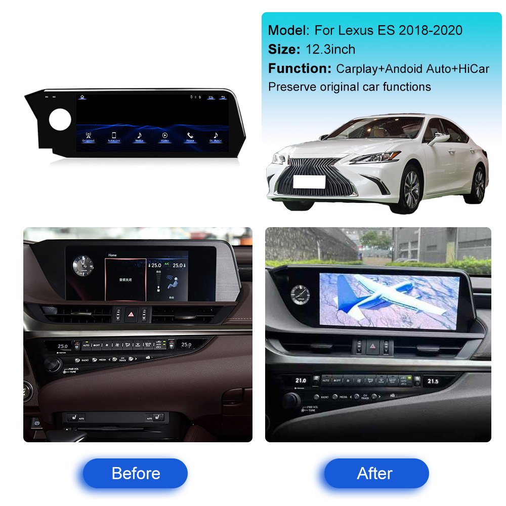 10.25/12.3 inch Linux System Car Radio For Lexus ES 2018-2020 GPS Navigation Stereo Multimedia Player Head Unit Audio DVD