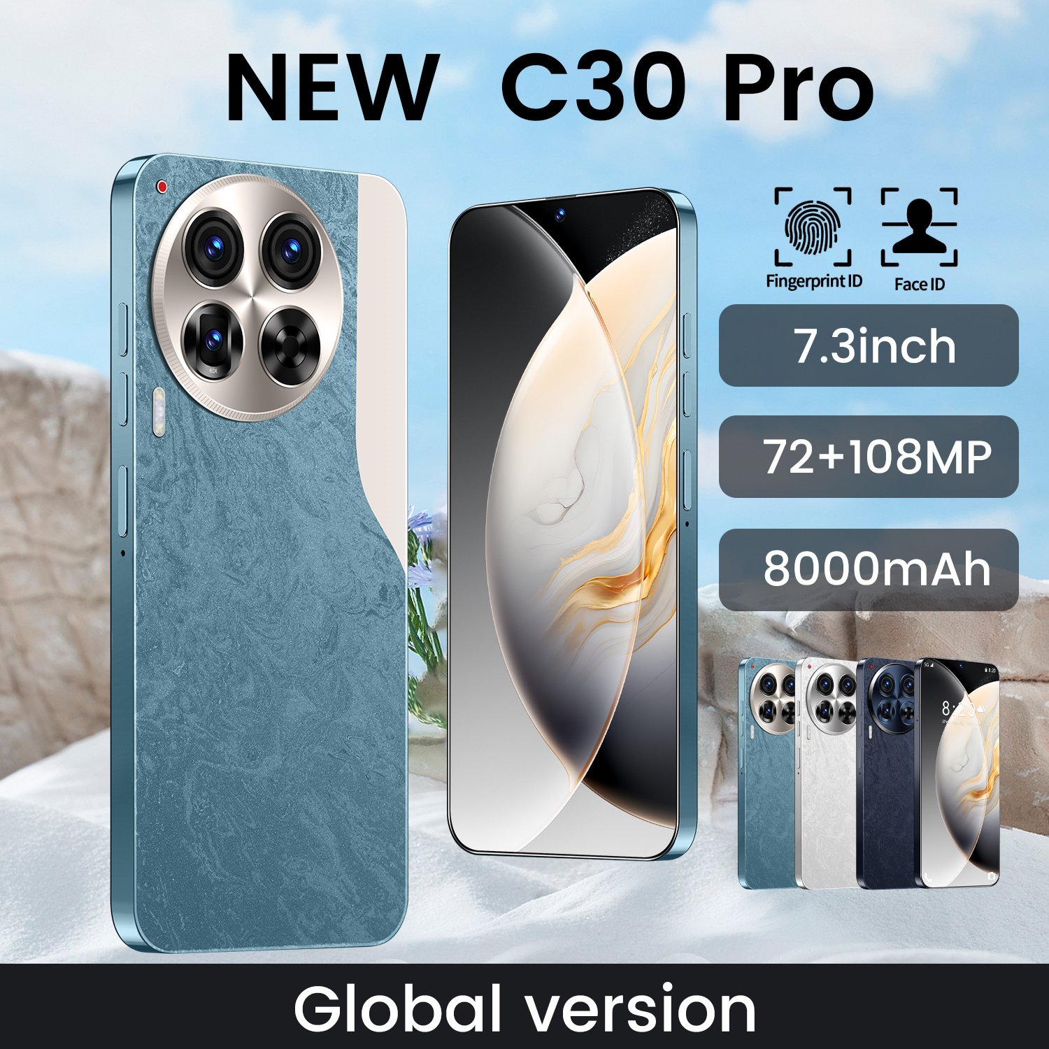 16gb+512gb New Telefono for Motorola V3 is tecno c30 Mobile Cell Phone in 8 color for MOTORAZR Mobile Phones