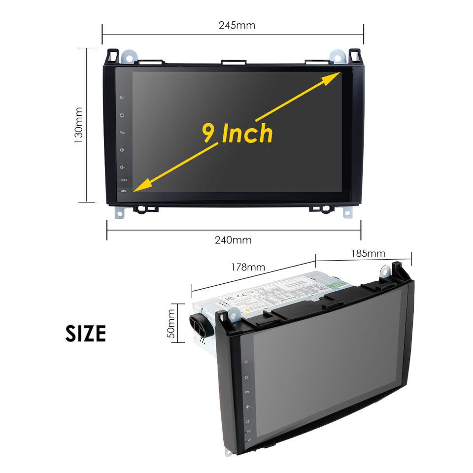 iPoster hot selle 9 inch radio Android 1 din car multimedia player car gps navigation for mercedes w245 car stereo with BT