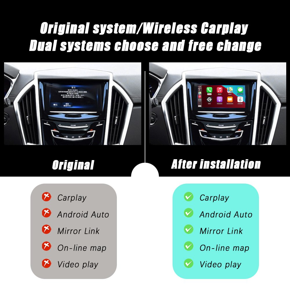 CZT-AUTO Wireless Apple Carplay Interface For Cadillac SRX 2013-2015 Mirror Link Radio CarPlay Android Auto Navigation Plug