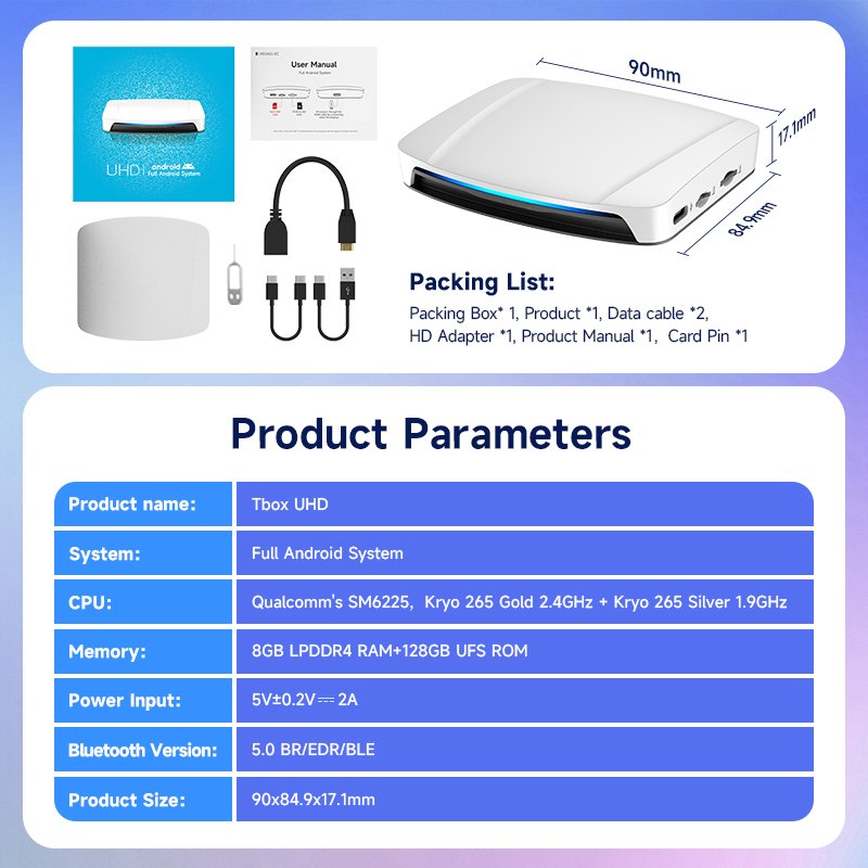 android auto USB radio wireless adapter Tbox Uhd carplay android 13 ai box wireless carplay dongle