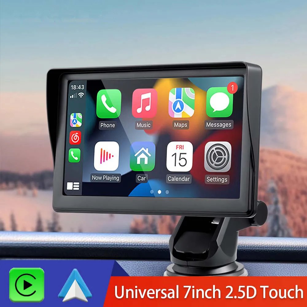 Portable Wireless Carplay & Android Auto Car Radio Autoestereo 7 Inch Touch Screen GPS BT FM Smart Car Monitor