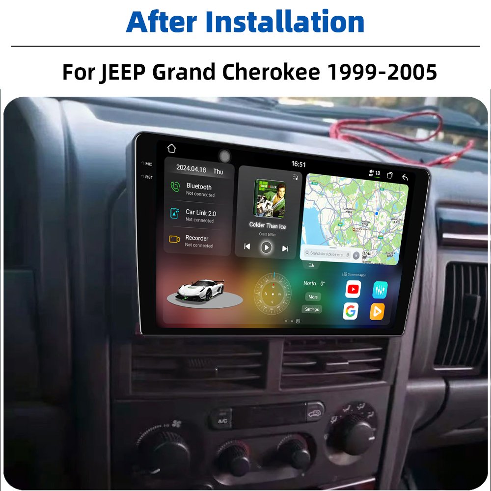 12 + 256GB 2K Android 13 2 DIN Car Radio Carplay Auto Stereo Video Screen Autoradio For JEEP Grand Cherokee 1999-2005