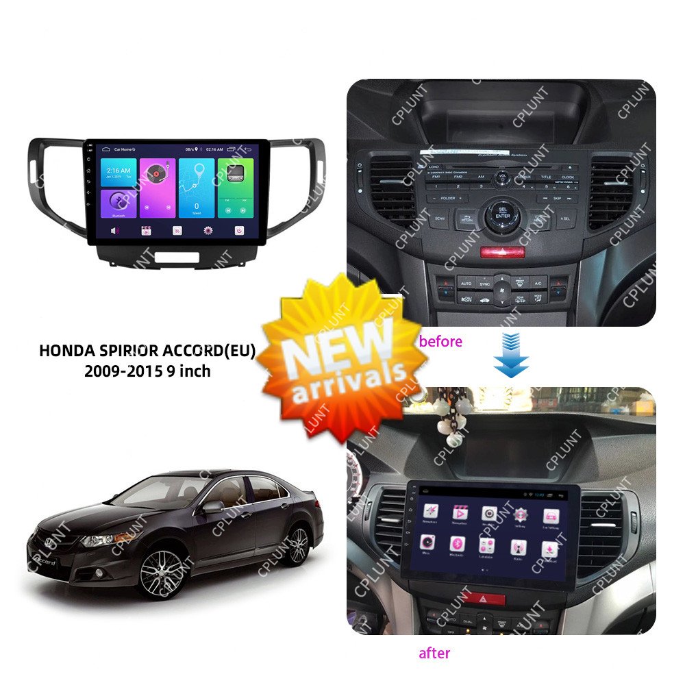 Car DVD Player Frame For HONDA SPIRIOR ACCORD Acura TSX 2009-2015 9INCH Touch screen Android radio Farme stereo